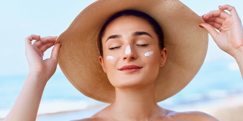 woman with suncream